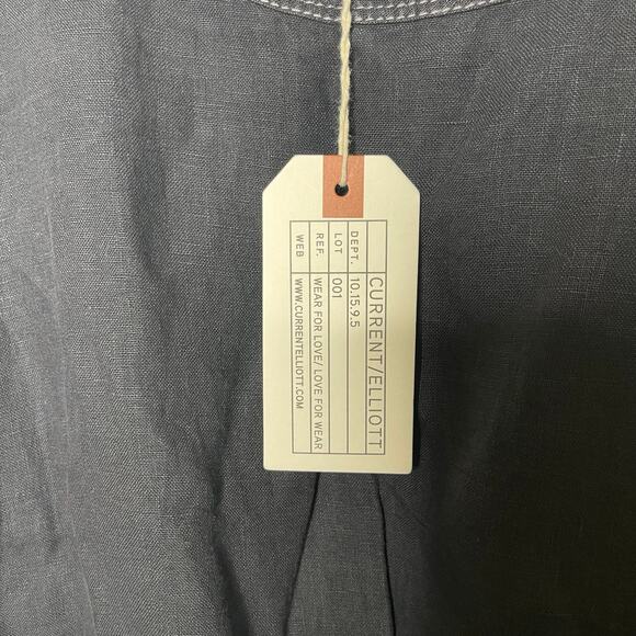 New Current/Elliott Zip Cargo Crop 100% Linen Jumpsuit in Black sz 0 - Picture 8 of 10